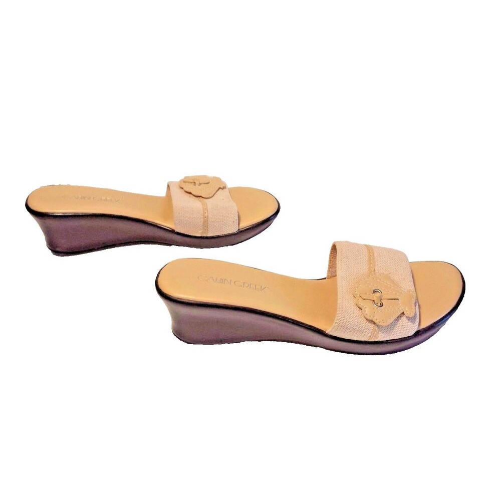 Cabin Creek Sandals Slides  Wedge Beige  Women's Size 7  Slip O(n